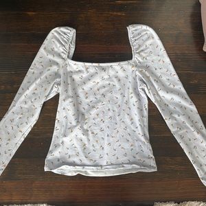 lavender flower print long sleeve top